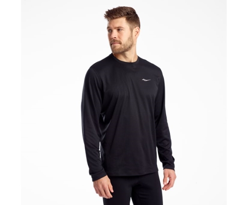Tenis Saucony Stopwatch Long Sleeve Hombre Tops Ropa Negras México MX-320-SZ